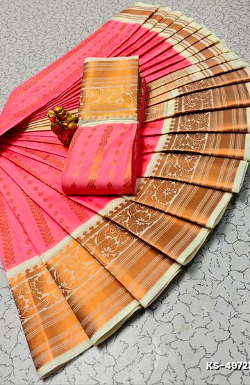 Designer Multi-Color Floral Print Blouse Fabric - ICE BLUE