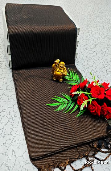 Handloom Khadi Cotton Saree With Hand Painted  Work - COFEE COLOR