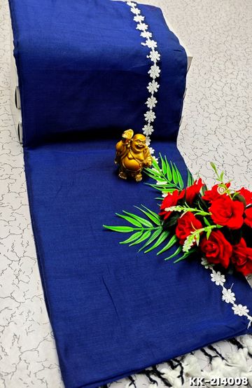 Handloom Khadi Cotton Saree With Hand Painted  Work - NAVY COLOUR
