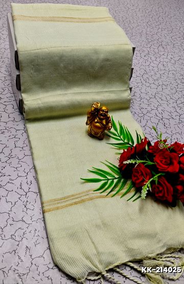 Handloom Khadi Cotton Saree With Hand Painted  Work - WHITE