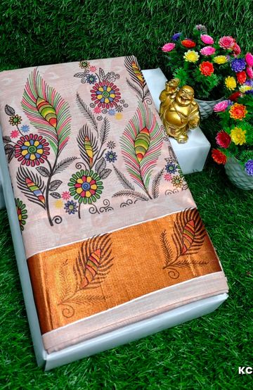 TRENDING KERALA SPECIAL FULL WORK EMBOSSED DIGITAL PRINTING TISSUE SAREE COLLECTIONS - AS COLOR (3)