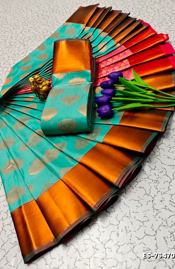 ELITE BRIDAL PICK &PICK SILK SAREES AND WEDDING ART SILK SAREES - TEAL COLOUR