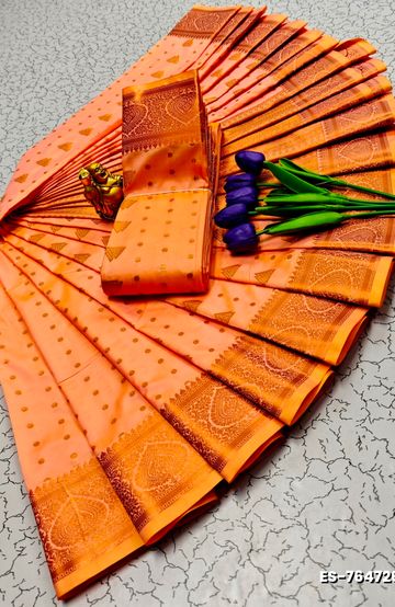 ELITE BRIDAL PICK &PICK SILK SAREES AND WEDDING ART SILK SAREES - ORANGE N