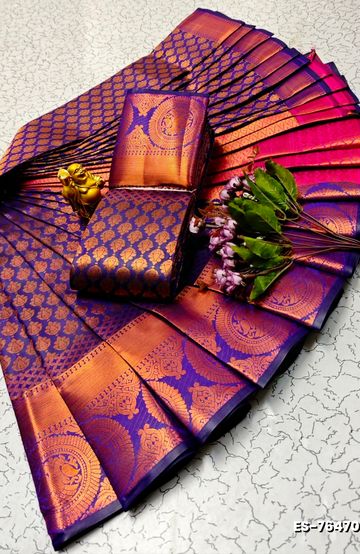 ELITE BRIDAL PICK &PICK SILK SAREES AND WEDDING ART SILK SAREES - NAVY COLOUR