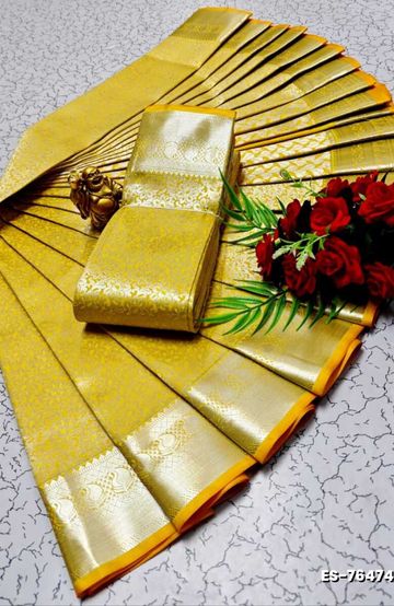 ELITE BRIDAL PICK &PICK SILK SAREES AND WEDDING ART SILK SAREES - LIGHT YELLOW