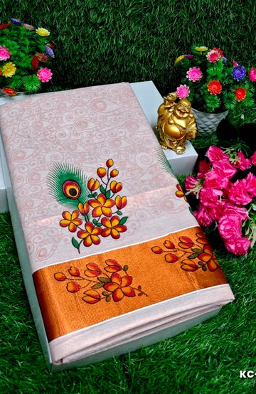 TRENDING KERALA SPECIAL FULL WORK EMBOSSED DIGITAL PRINTING TISSUE SAREE COLLECTIONS - PETCH (6)