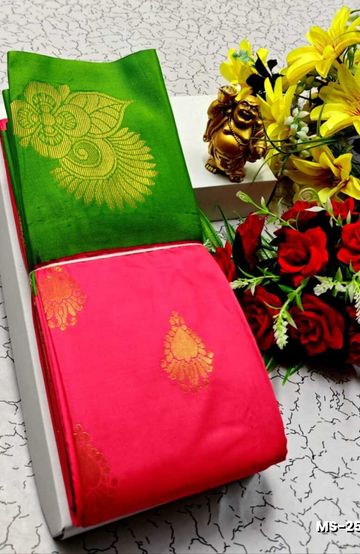 Elegant Floral Dola Silk Saree with Zari Border - LIGHT BLUE