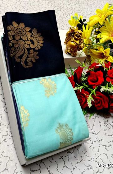 Korvai kotanji Trendy & Fancy bhutta and 2/100 Silk Cotton Sarees Function wear - YELLOW COLOR (2)