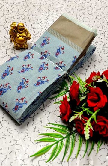 PURE COTTON SAREES SUMMER SPECIAL COLLECTION - LIGHT SKY BLUE