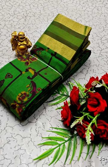 PURE COTTON SAREES SUMMER SPECIAL COLLECTION - DARK GREEN