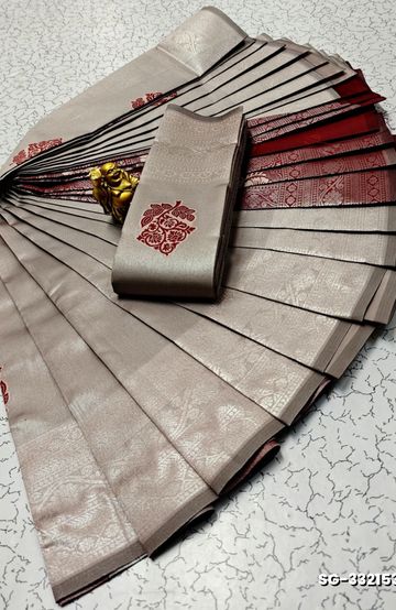 KUBERA ELITE  BRIDAL RAPIER FANCY  LIGHT WEIGHT SILK TYPE SAREES - BROWN