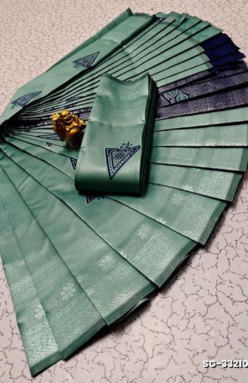 KUBERA ELITE BRIDAL RAPIER FANCY LIGHT WEIGHT SILK TYPE SAREES FUNCTION WEAR - TEAL COLOUR