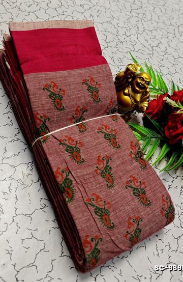 PURE COTTON SAREES SUMMER SPECIAL COLLECTION - ONIYAN PINK (1)
