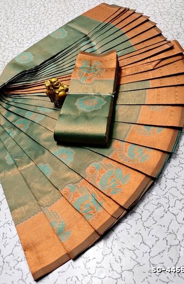 KUBERA ELITE BRIDAL RAPIER FANCY LIGHT WEIGHT SILK TYPE SAREES FUNCTION WEAR - LIGHT GREEN SHADE (1)