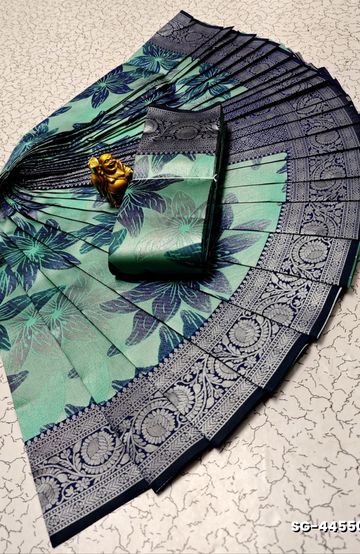 KUBERA ELITE BRIDAL RAPIER FANCY LIGHT WEIGHT SILK TYPE SAREES FUNCTION WEAR - TEAL COLOUR (1)