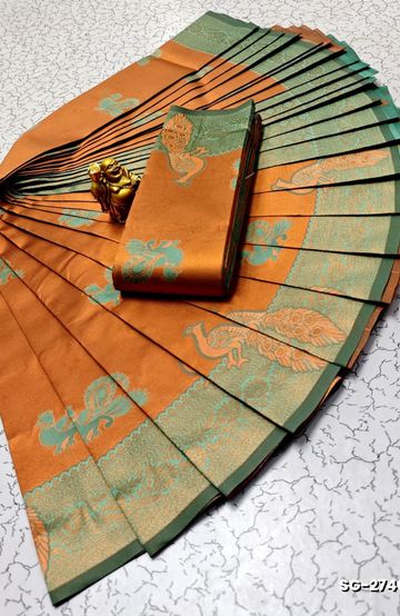 Elegant Silk Dhoti Shirt & Saree Couple Combo coordinated look for special occasions - LIGHT GREEN