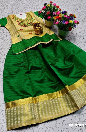 TRENDY WEAR PATTU PAVADAI - GREEN