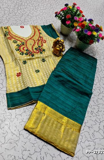 TRENDY WEAR PATTU PAVADAI - BOTTLE GREEN