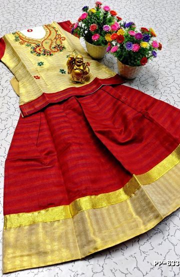 TRENDY WEAR PATTU PAVADAI - RED (1)