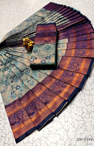 KUBERA ELITE BRIDAL RAPIER FANCY LIGHT WEIGHT SILK TYPE SAREES FUNCTION WEAR - LIGHT SKY BLUE (5)