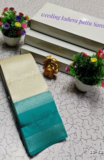 KUBERA ELITE BRIDAL RAPIER FANCY LIGHT WEIGHT SILK TYPE SAREES FUNCTION WEAR - WHITE (2)