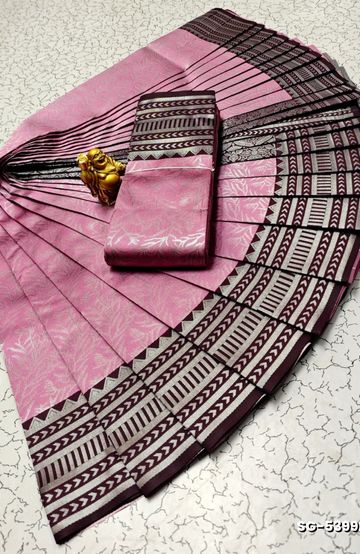 KUBERA ELITE BRIDAL RAPIER FANCY LIGHT WEIGHT SILK TYPE SAREES FUNCTION WEAR  - BABY PINK (5)