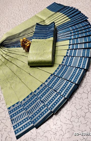 KUBERA ELITE BRIDAL RAPIER FANCY LIGHT WEIGHT SILK TYPE SAREES FUNCTION WEAR - PESTA GREEN (2)