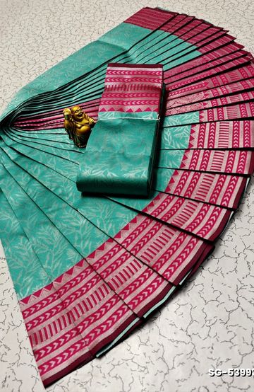 KUBERA ELITE BRIDAL RAPIER FANCY LIGHT WEIGHT SILK TYPE SAREES FUNCTION WEAR  - DARK SKY BLUE (1)