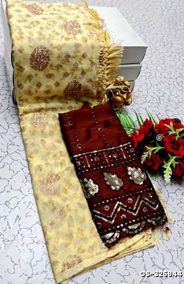 GEORGETTE FANCY SOFT SILK SAREES WITH BLOUSE MODERN FANCY  SAREES - LIGHT YELLOW