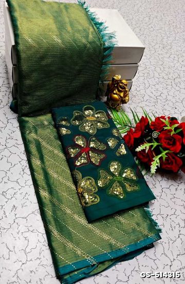 GEORGETTE FANCY SOFT SILK SAREES WITH BLOUSE MODERN FANCY  SAREES - GREEN (1)