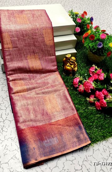 BRIDAL SILK GOLD SILVAR AND COPPER ZARI WEAVE AND WEDDING ART SILK SAREES - DARK PINK (14)