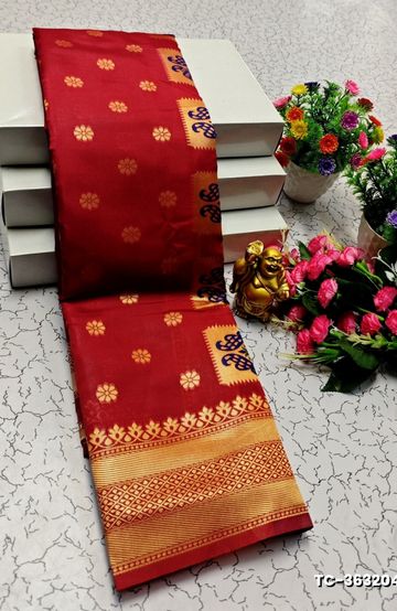 VAALAINAAR (VAZHAI) PATTU SOFT SILK SAREES FUNCTION AND FESTIVALS PERPECT WEAR - TOMATO COLOUR (2)