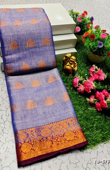 KANCHIPURAM TISSUE TRENDING DESIGN FANCY DHARMAVARAM SILK SAREES - PURPLE - PURPLE