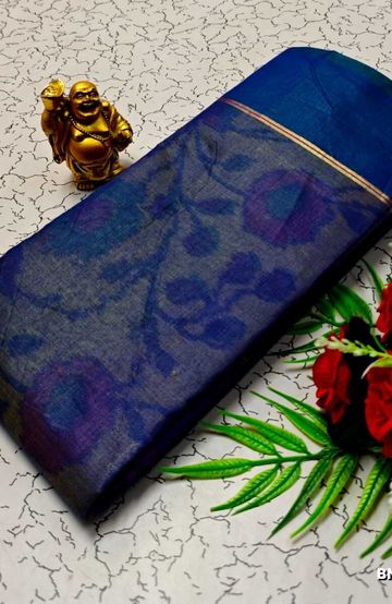 FANCY BANARASI POCHAMPALLY COTTON SAREES - NORMAL  BLUE (1)