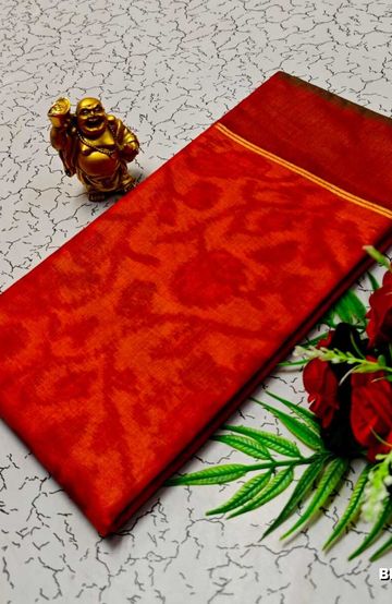 FANCY BANARASI POCHAMPALLY COTTON SAREES - RED (1)