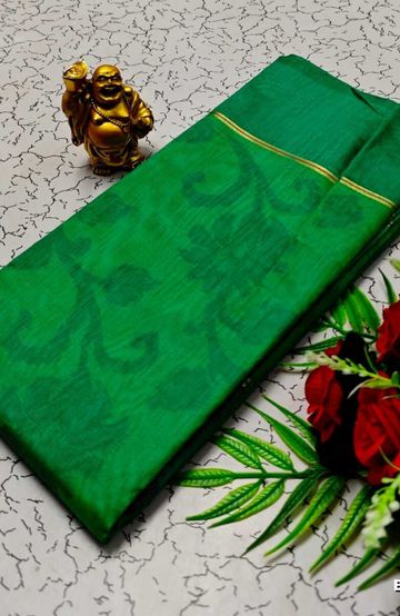 FANCY BANARASI POCHAMPALLY COTTON SAREES - GREEN (4)