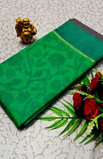 Traditional Look Malgudi Silk Saree Lightweight Silk Blend Saree - MEHENDHI GREEN