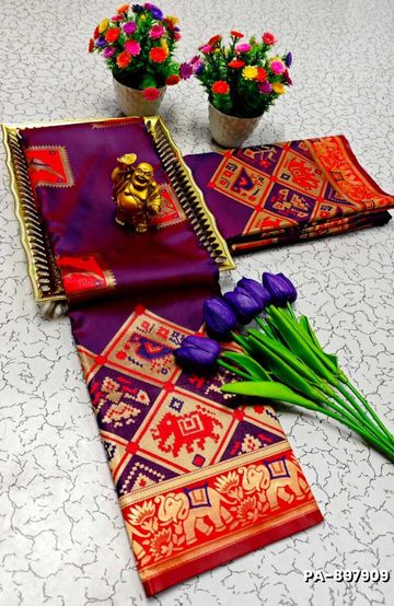 BANARASI POCHAMPALLY ALL OVER BODY SILVAR ZARI BUTTA DESIGN   FUNCTION WEAR SOFT SILK SAREES - CHOCOLATE COLOR