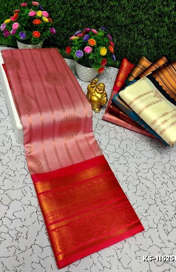 BRIDAL SILK GOLD SILVAR AND COPPER ZARI WEAVE AND WEDDING ART SILK SAREES - GREEN (2)