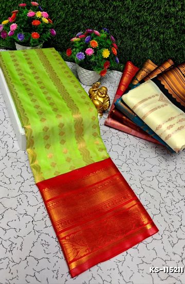 BRIDAL SILK GOLD SILVAR AND COPPER ZARI WEAVE AND WEDDING ART SILK SAREES - VADAMALLI (1)