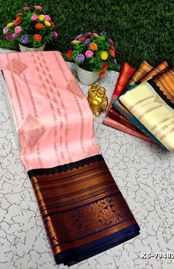 FESTIVAL AND FUNCTION WEAR TRADITIONAL KIDS PATTU PAVADAI STONE WORK DESIGN - CORAL COLOUR (4)