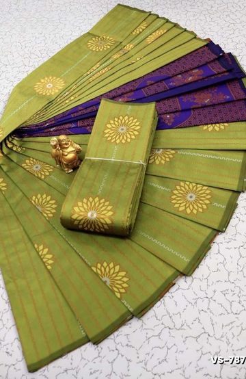 DIGITAL KUBERA PATTU VAIRA OOSI SOFTY SILK SAREES - OLIVE GREEN