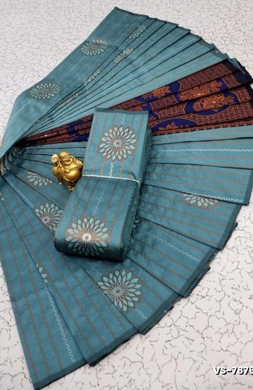 DIGITAL KUBERA PATTU VAIRA OOSI SOFTY SILK SAREES - BULE