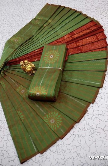 DIGITAL KUBERA PATTU VAIRA OOSI SOFTY SILK SAREES - GREEN