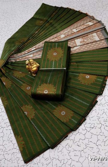 DIGITAL KUBERA PATTU VAIRA OOSI SOFTY SILK SAREES - BOTTLE GREEN