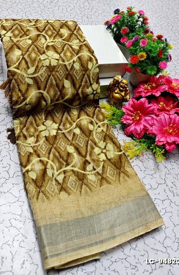 Banaras with our banarasi cotton fabric a beautiful fusion of classic artistry and breathable comfort wear saree - BEIGE COLOUR