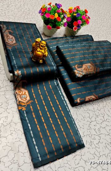 Luxurious heavy work blouse fabric with floral goldwork jaal border - REXONA (5)