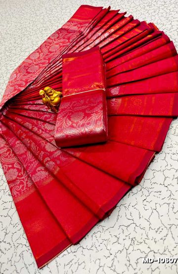 DESIGNER SOFT BANARASI SILK WITH KALAMKARI THEME  EXCLUSIVE MODEL WITH PURE ZARI  BORDER - LIGHT SANDLE