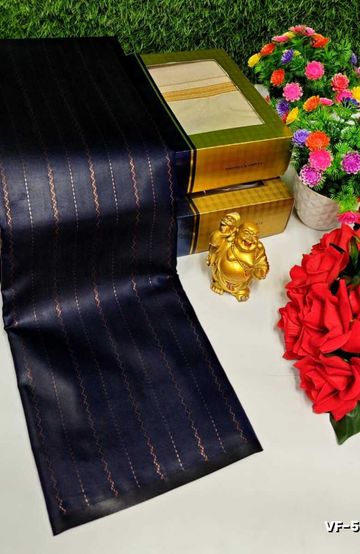 VAIRA OOSI  FANCY  SOFT SILK LIGHT WEIGHT  SAREES - NAVY COLOUR