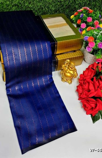 VAIRA OOSI  FANCY  SOFT SILK LIGHT WEIGHT  SAREES - R BLUE